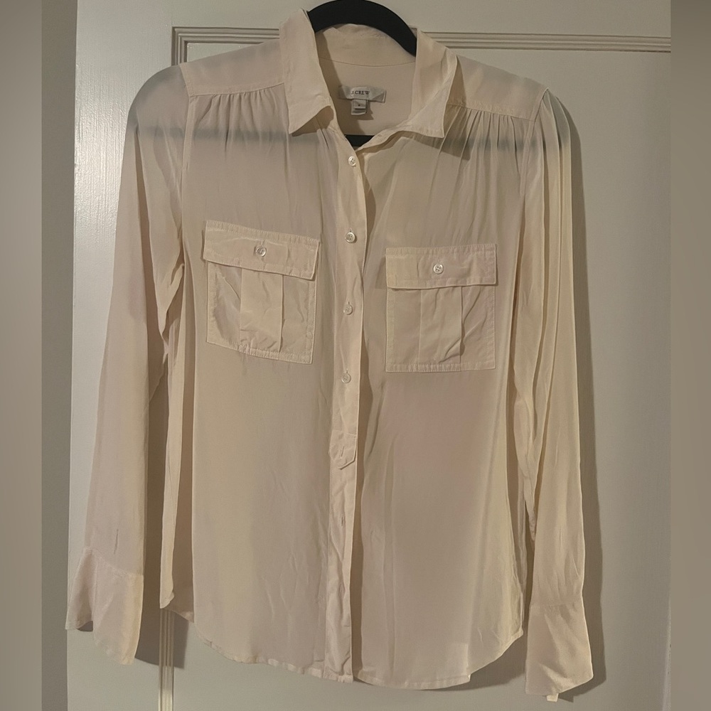 J.Crew cream silk blouse